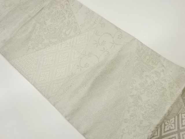 切嵌風花唐草に鳳凰・古典柄模様織出し袋帯